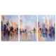 【24mama 掛畫】三聯式 城市 河岸 港口 印象派 手繪風 油畫風 街景 風景 大型無框畫-40x60cm(浮生若夢)