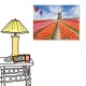 【24mama 掛畫】單聯式 橫幅 花卉 花朵 浪漫 歐風 田野 鄉村風 風車 荷蘭 熱氣球 無框畫 40x30cm(荷蘭印象)