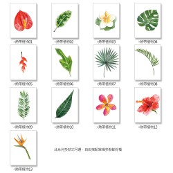 【24mama 掛畫】單聯式 熱帶 花卉 裝飾 植物 手繪風 葉子 花朵 ig風格 無框畫-30x40cm(熱帶植物系列)