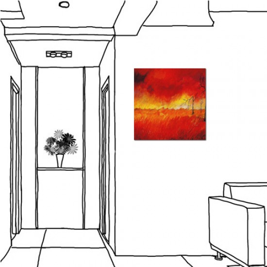 【123點點貼】單聯式 方型 壁貼 牆貼 室內改造裝飾 橘色 書房 圖書館 咖啡廳 餐廳 民宿 -等待重生-30x30cm