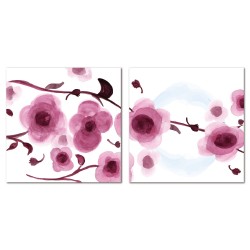 【123點點貼】二聯式 方型 紫色 家飾品 壁貼 牆貼 花店 書房 圖書館客廳 民宿 餐廳 飯店 花卉 -幸福蔓延 -30x30cm