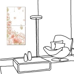 【123點點貼】二聯式 方型 壁貼 牆貼 小資家居改造 粉色 花卉 民宿 客廳 壁畫 掛飾 輕改造 家居-夢幻花園-30x30cm
