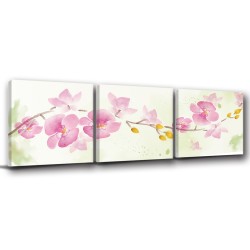 【123點點貼】三聯式 方型 蘭花 家居改造 壁貼 牆貼 小資輕改造 水彩 花卉 意象 浪漫 藝術 家居布置-慈愛祝福-30x30cm