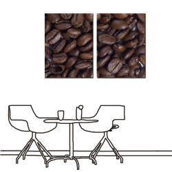 【123點點貼】二聯式 直幅 室內裝飾 壁貼 牆貼 小資改造 咖啡廳 咖啡豆 咖啡 餐廳 民宿 無框畫 辦公室 裝飾 -咖啡控30x40cm
