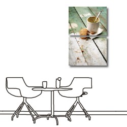 【123點點貼】二聯式 橫幅 室內裝飾 壁貼 牆貼 小資改造 早餐店 咖啡廳 餐廳 民宿 無框畫 掛畫 輕改造-下午茶40x30cm