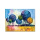 24mama掛畫 單聯式 手繪 印象派 五顏六色 美麗植物 森林 室外景觀 夏天 無框畫 40x30cm-色彩樹木