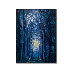 24mama掛畫 單聯式 開明 窗戶 插圖 陽光 童話 聖光 無框畫 30x40cm-藍色森林