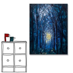 24mama掛畫 單聯式 開明 窗戶 插圖 陽光 童話 聖光 無框畫 30x40cm-藍色森林
