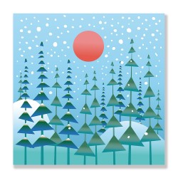 24mama掛畫 單聯式 冷杉樹 下雪 森林 插圖 無框畫 30x30cm-冬天風景