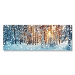 24mama掛畫 單聯式 冬天 太陽 松樹 戶外 無框畫 80x30cm-雪森林