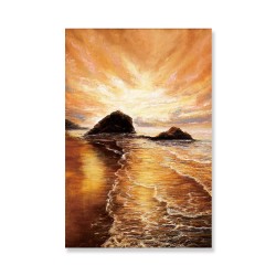 24mama掛畫 單聯式 金色 夕陽 沙灘 現代 印象 無框畫 40x60cm-金色沙灘