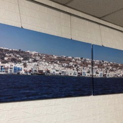 24mama掛畫 二聯式 客製化無框畫 尺寸圖像都可客製 無框畫 105x55cm-米科諾斯島城市