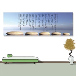 24mama掛畫 單聯式 湖水 禪 寧靜 卵石 東方 放鬆 平衡 和諧 冥想 無框畫 120x40cm-般若波羅密多心經