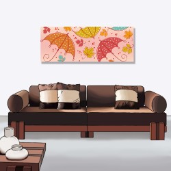24mama掛畫 單聯式 抽象 多彩 秋天 樹葉 藝術 可愛 無框畫 80x30cm-可愛雨傘
