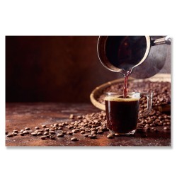 24mama掛畫 單聯式 咖啡 咖啡豆 無框畫 時鐘掛畫 60x40cm-黑咖啡