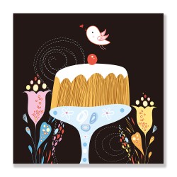 24mama掛畫 單聯式 動物 鳥 花卉 生日 裝飾 慶祝 插圖 無框畫 30x30cm-美味蛋糕