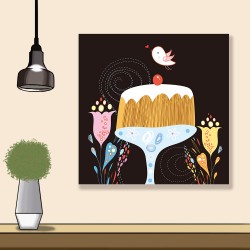 24mama掛畫 單聯式 動物 鳥 花卉 生日 裝飾 慶祝 插圖 無框畫 30x30cm-美味蛋糕