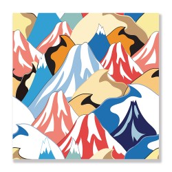 24mama掛畫 單聯式 裝飾 形狀 豐富多彩 插圖 無框畫 30x30cm-彩色山脈