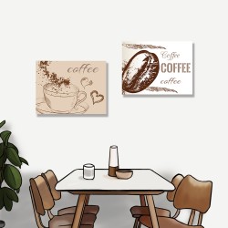 24mama掛畫 二聯式 藝術 插圖 復古 餐廳 裝飾 設計 無框畫 40x30cm-經典咖啡
