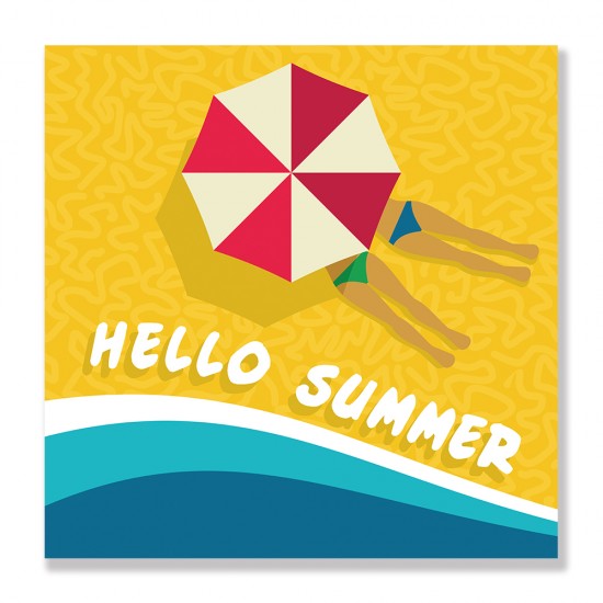 24mama掛畫 單聯式 夏天 水果 沙灘 太陽 藝術 享受假期 無框畫 30x30cm-快樂暑假