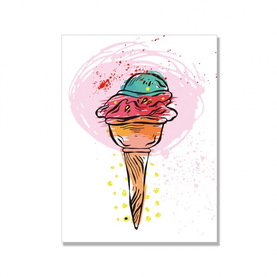 24mama掛畫 單聯式 西瓜 海錨 海浪 皇冠 冰淇淋錐 時尚 插圖 無框畫 30x40cm-夏季藝術