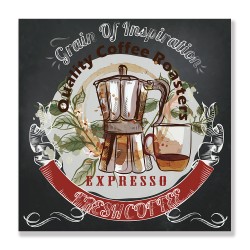 24mama掛畫 單聯式 藝術插圖 復古 咖啡 杯子 繪畫 餐廳 早晨 無框畫 30x30cm-熱奶咖啡