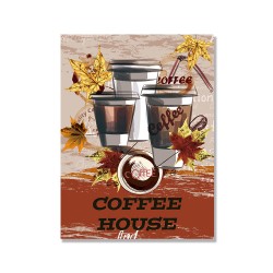 24mama掛畫 單聯式 藝術插圖 繪畫 植物 秋天 復古 飲料 熱奶 早晨 餐廳 無框畫 30x40cm-楓葉咖啡杯