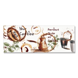 24mama掛畫 單聯式 藝術插圖 植物 復古 餐廳 杯子 飲料 餐廳 裝飾 無框畫 80x30cm-咖啡繪畫