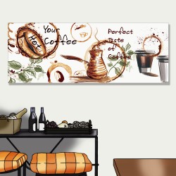 24mama掛畫 單聯式 藝術插圖 植物 復古 餐廳 杯子 飲料 餐廳 裝飾 無框畫 80x30cm-咖啡繪畫