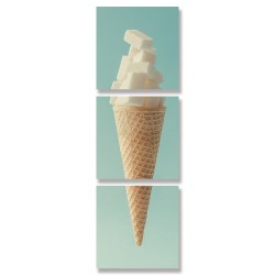 24mama掛畫 三聯式 食物 甜點 夏天 冰淇淋 創意 無框畫 30x30cm-方糖甜筒