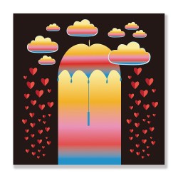 24mama掛畫 單聯式 雲 豐富多彩 五顏六色 藝術 無框畫 30x30cm-紅心雨傘