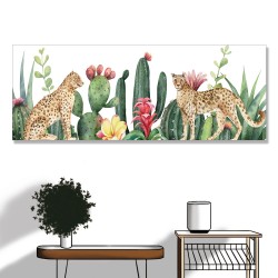 【123點點貼】壁貼 牆貼 居家裝飾 單聯式 80x30cm-熱帶花卉與豹