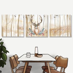 【123點點貼】壁貼 牆貼 居家裝飾 三聯式 30x30cm-鹿頭