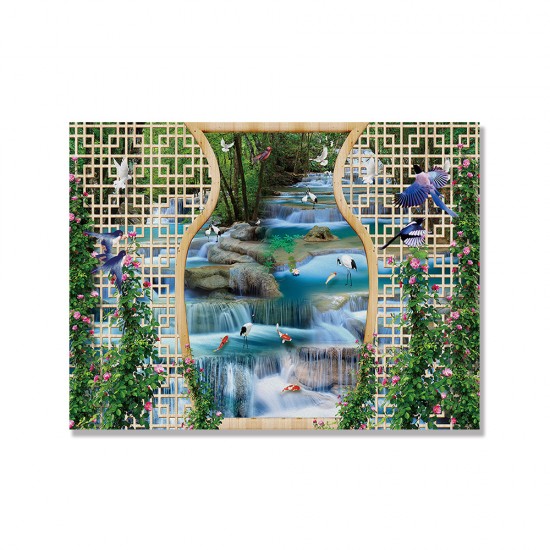 24mama掛畫 單聯式 動物 鳥 金魚 森林 植物 花卉 無框畫 40x30cm-美麗的瀑布