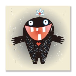 24mama掛畫 單聯式 可愛 愛情 微笑 藝術 插圖 動物 無框畫 30x30cm-滑稽怪物