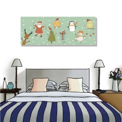24mama掛畫 單聯式 動物 貓頭鷹 有趣 節日 鹿 雪人 可愛 冬天 禮物 無框畫 80x30cm-聖誕卡通