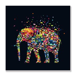 24mama掛畫 單聯式 藝術 華麗 印度 非洲 民族 動物 繽紛 無框畫 30x30cm-抽象大象