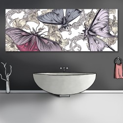 24mama掛畫 單聯式 藝術繪畫 昆蟲 優雅元素 華麗 無框畫 80x30cm-花卉蝴蝶