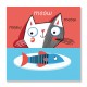 24mama掛畫 單聯式 動物 有趣 食物 裝飾 可愛 無框畫 30x30cm-一條魚的貓