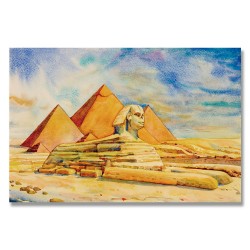 24mama掛畫 單聯式 吉薩沙漠 獅身人面像 建築 世界旅遊 無框畫 60x40cm-金字塔