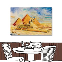 24mama掛畫 單聯式 吉薩沙漠 獅身人面像 建築 世界旅遊 無框畫 60x40cm-金字塔
