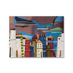 24mama掛畫 單聯式 城市建築 豐富多彩 裝飾 歐洲 威尼斯 無框畫 40x30cm-滑稽畫的房子