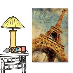 24mama掛畫 單聯式 巴黎 艾菲爾鐵塔 插圖 藝術 無框畫 40x60cm-艾菲爾鐵塔