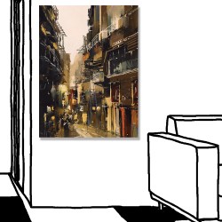 24mama掛畫 單聯式 繪畫藝術 插圖 城市 無框畫 30x40cm-城市景觀畫