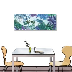 24mama掛畫 單聯式 異國情調 花卉 夏天 夏威夷 藍色 自然 無框畫 80x30cm-時尚熱帶植物02