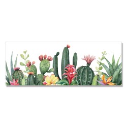 24mama掛畫 單聯式 仙人掌 花卉 插圖 夏天 無框畫 80x30cm-熱帶植物花卉