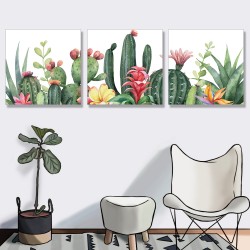 【123點點貼】壁貼 牆貼 居家裝飾 三聯式 30x30cm-熱帶植物花卉