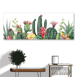 24mama掛畫 單聯式 仙人掌 花卉 插圖 夏天 無框畫 80x30cm-熱帶植物花卉