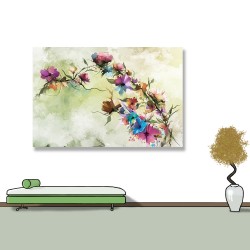 24mama掛畫 單聯式 抽象 花卉 手繪 復古 春天 花朵 無框畫 時鐘掛畫 60x40cm-柔和雛菊
