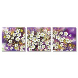 24mama掛畫 三聯式 明亮 斑點 開花 藝術 美麗植物花卉 豐富繽紛 無框畫 30x30cm-大白花樹